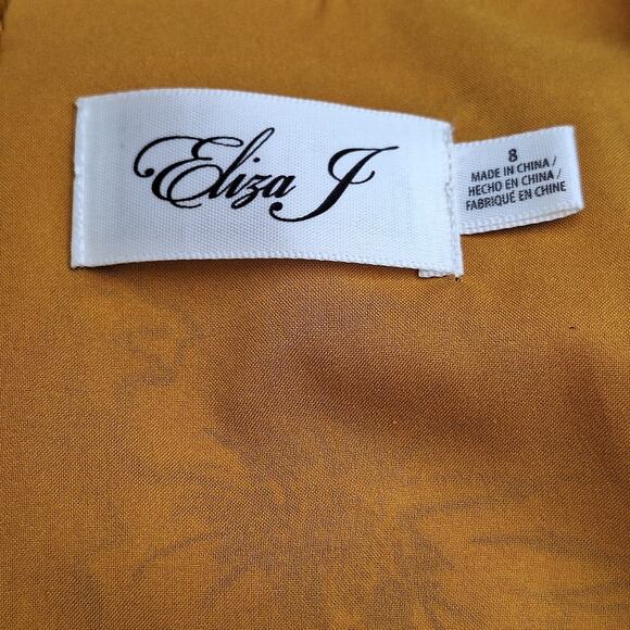 Eliza J Floral Fit & Flare Midi Dress Women's 8 Flutter Sleeve Pockets Retro - Picture 15 of 16